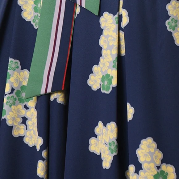 eShakti Wayward Fancies Floral kimono jumpsuit pockets navy green cream deep v - Picture 9 of 12